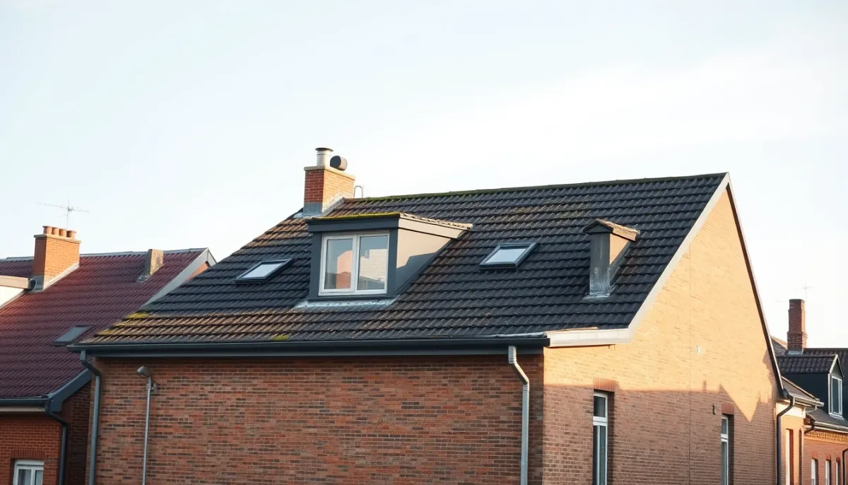 Toiture à deux pans de taille moyenne avec accès facile, vue de la rue